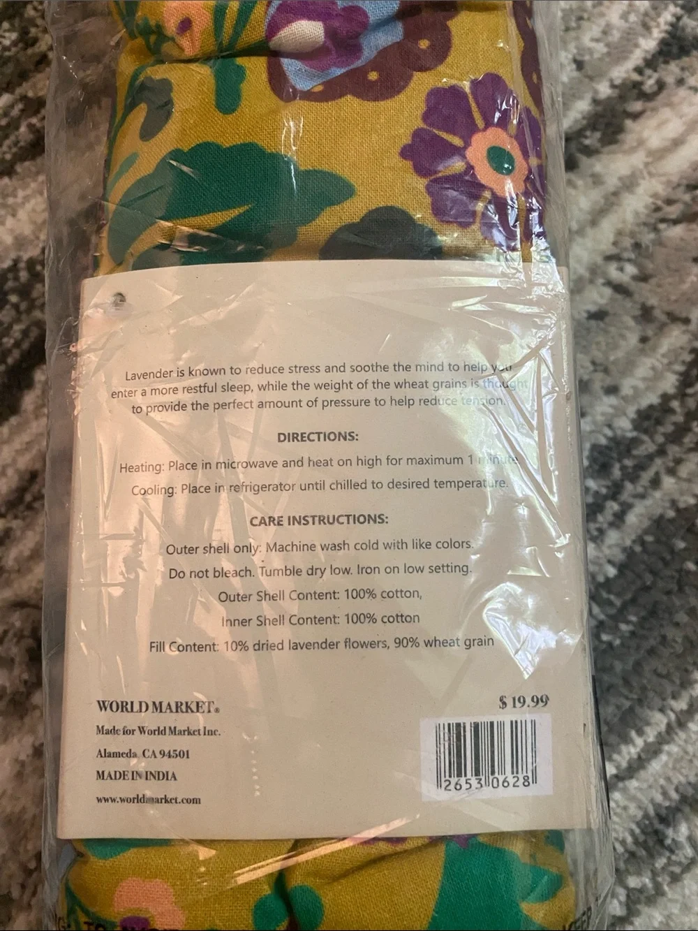 Weighted Neck Wrap Lavender & Wheat Grain - Yellow Floral